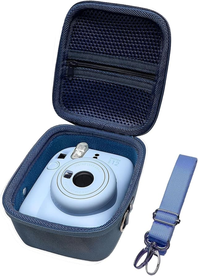 Detalle de XANAD Hart Schutz Hülle für Instax Mini 12/11/9 & Co. – Etui mit 360°-Reißverschluss (Blau)