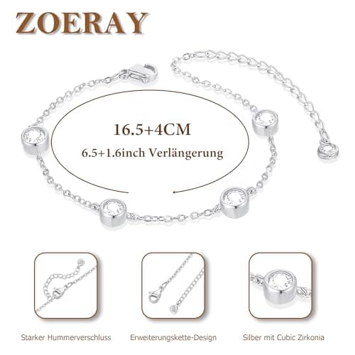 Detalle 2 de ZOERAY pulsera mujer en plata 925 y oro 18K con mariposas, brazalete ajustable y charms