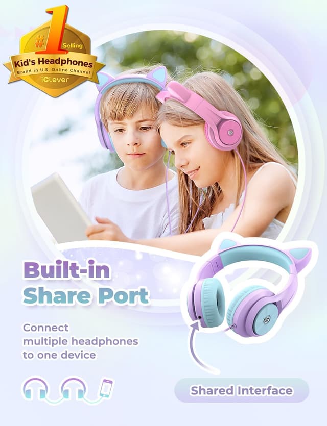 Detalle 2 de iClever Kinder Kopfhörer 85 dBA