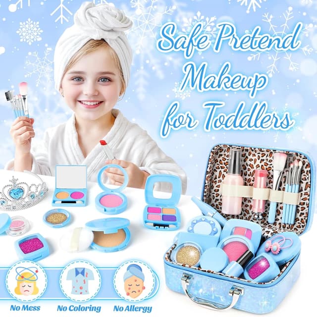 Detalle de INNOCHEER Pretend Makeup for Toddlers Toy Play Makeup Set (Ages 3–5) — Frozen-Themed Fake Makeup
