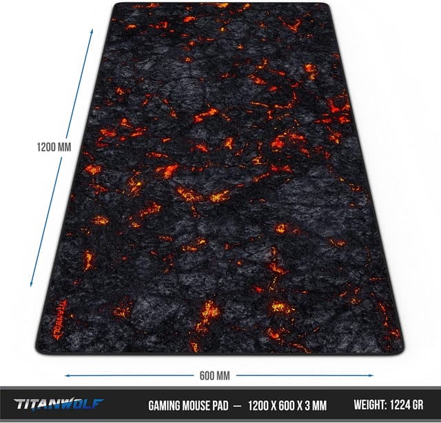Detalle de TITANWOLF Extra Large Gaming Mouse Mat 1200x600mm (XXL/XXXl) – Oversize desk pad with non-slip rubber base