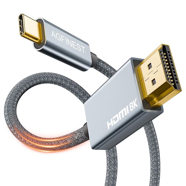 Detalle de AGFINEST USB-C to HDMI 2.1 Cable (up to 8K@60Hz, 4K@144Hz) – 1m Type-C to HDMI lead
