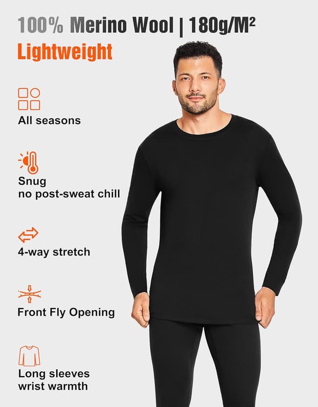 Thumbnail 3 de YESWEL Merino Wool Thermals Men Set 180g