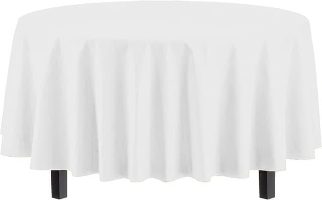 Detalle 2 de 12-Pack Premium Plastic Tablecloth 84in Round Table Cover (White)