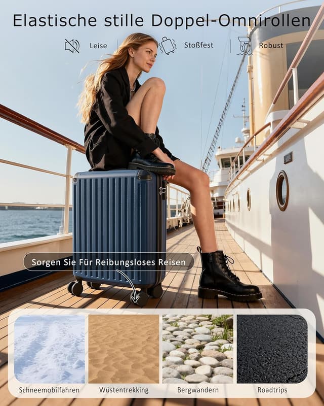 Detalle de COOLIFE Easyjet Vakuum Handgepäck Koffer 55×40×20 cm inkl. Vakuumbeutel + Pumpe und TSA-Schloss