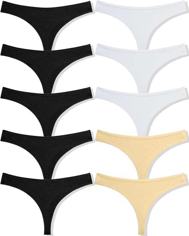 Thumbnail 6 de FINETOO set di 10 tanga da donna in cotone (S-XL) – biancheria intima sexy in confezione multipla