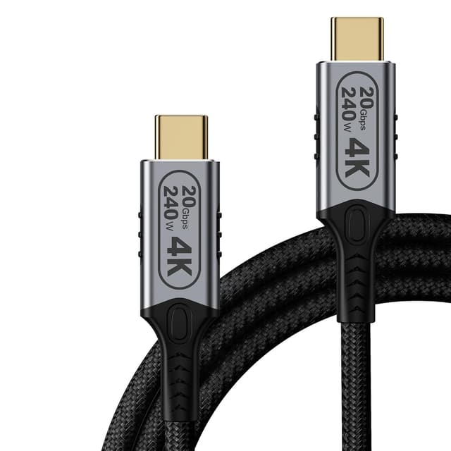 Detalle de BAWIOFIAU USB‑C auf USB‑C Kabel (3 m) mit 20 Gbps, bis 4K@60 Hz und 240 W Schnellladen