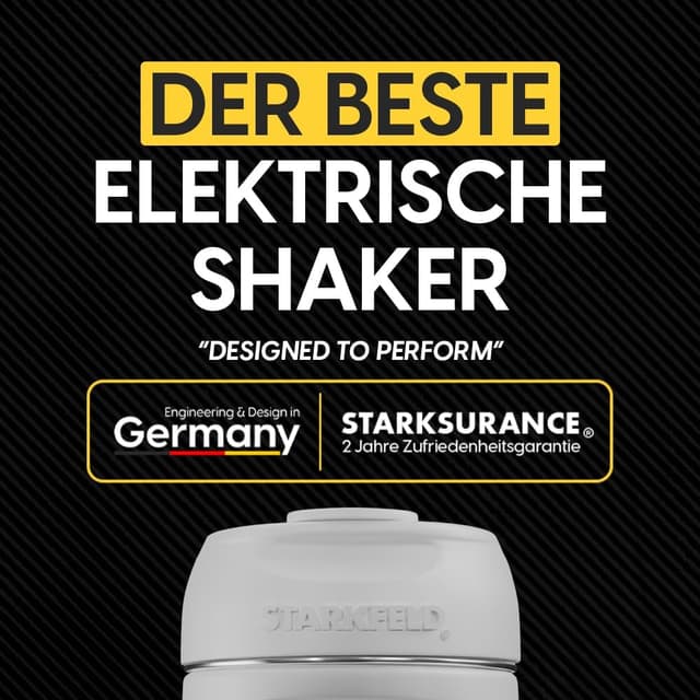 Detalle de STARKFELD STARKSHAKE® V4 – elektrischer Protein-Shaker mit USB‑C, 8.000 UPM und 120+ Shakes (inkl. STARKPOD) in Weiss