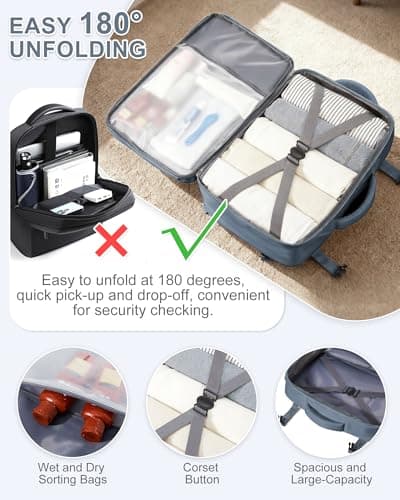 Detalle de BJLFS Mochila de cabina 40x30x20 para Ryanair/Vueling/Wizzair con compartimento para portátil y tejido impermeable