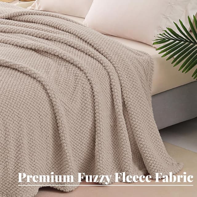 Detalle de Whale Flotilla Plaid en microfibre polaire 130x170 cm camel – couverture douce et chaude