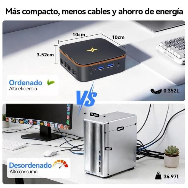 Detalle 2 de Huidun H50 con AMD Ryzen 3 3300U, 8GB RAM y 256GB: mini PC ultracompacto para ofimática y multimedia