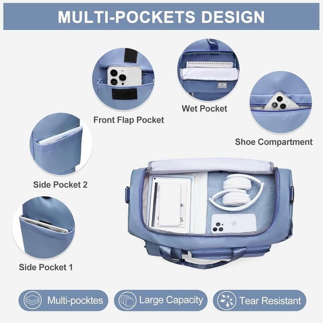 Detalle de Small Gym Bag for Women carry-on duffel