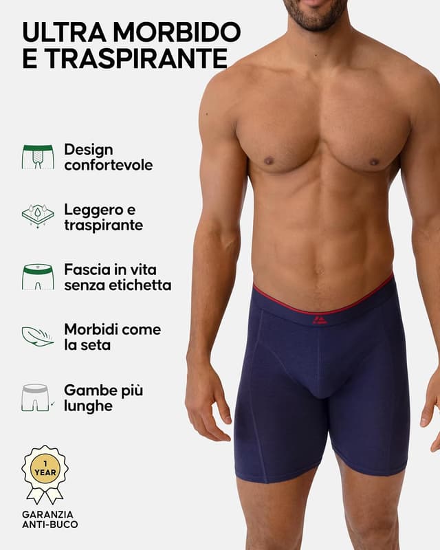 Thumbnail 1 de DANISH ENDURANCE Boxer Uomo Lunghi in bambù 3 o 6 paia