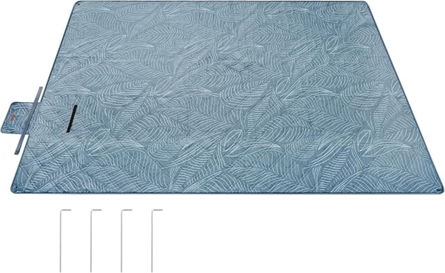 Detalle de SONGMICS Picknickdecke GCM310Q03, 300 x 200 cm (hellblau) – wasserdicht & faltbar mit 4 Erdankern