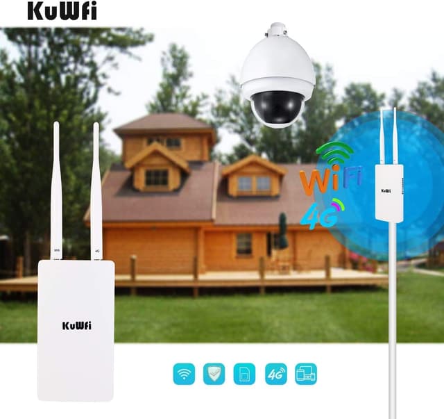 Detalle 2 de KuWFi CPF905 Router 4G LTE CAT4 150Mbps esterno con slot SIM e antenne duali