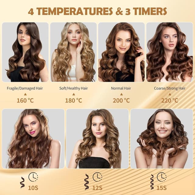 Detalle de Arricciacapelli Automatico con 4 temperature regolabili, rivestimento in ceramica e ferro per ricci e onde a lunga tenuta