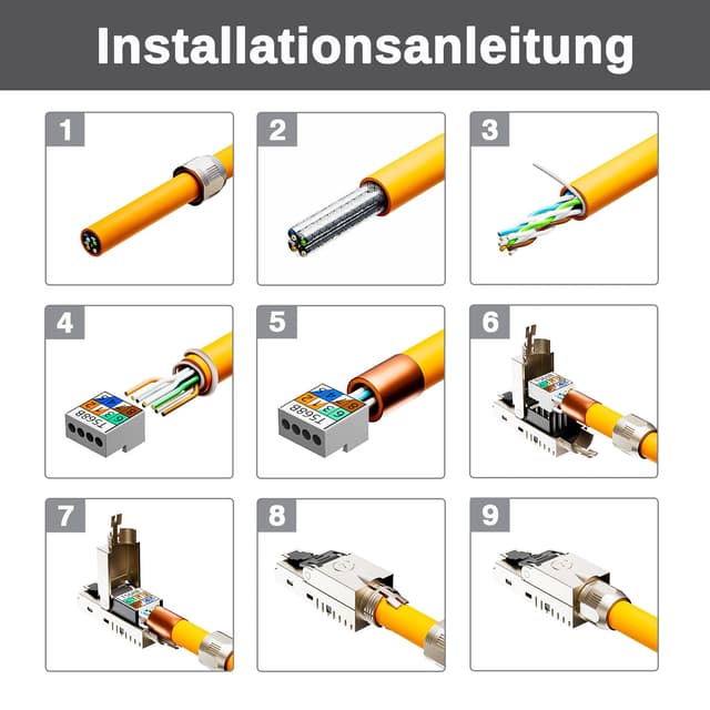 Detalle de FGB 10 Gbps RJ45 CAT7 Netzwerkstecker (LSA) geschirmt, werkzeuglos – 4 Stück
