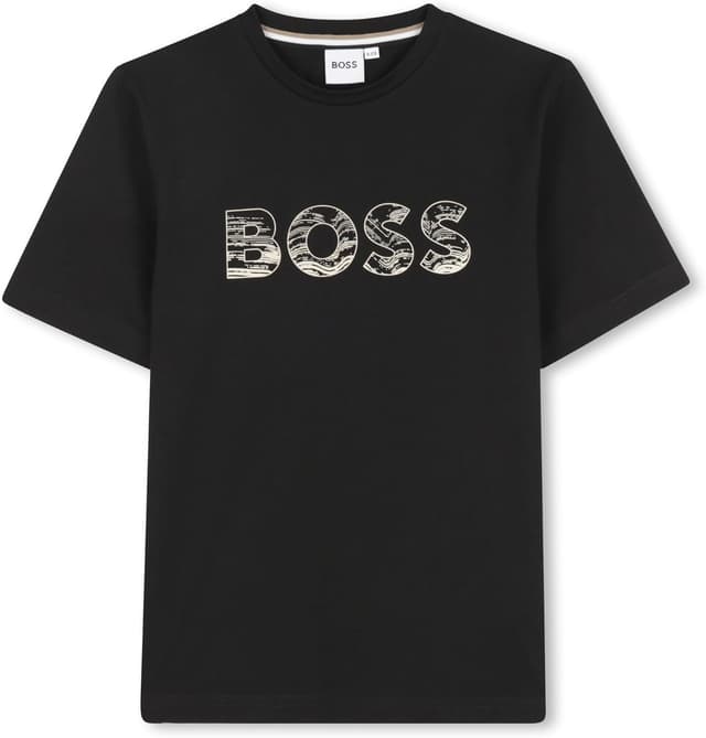 Detalle 2 de T-shirt Boss J52358 bambini e ragazzi in jersey di cotone con stampa logo BOSS