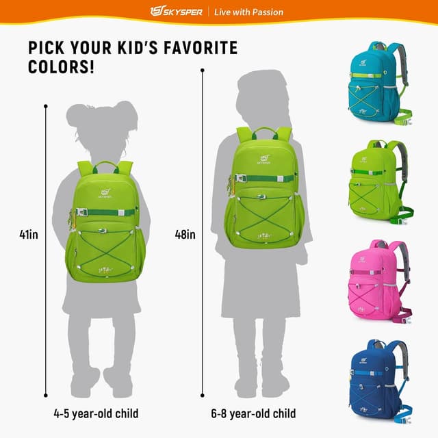 Detalle de SKYSPER Kinderrucksack 15L – komfortabler Wanderrucksack für Jungen & Mädchen