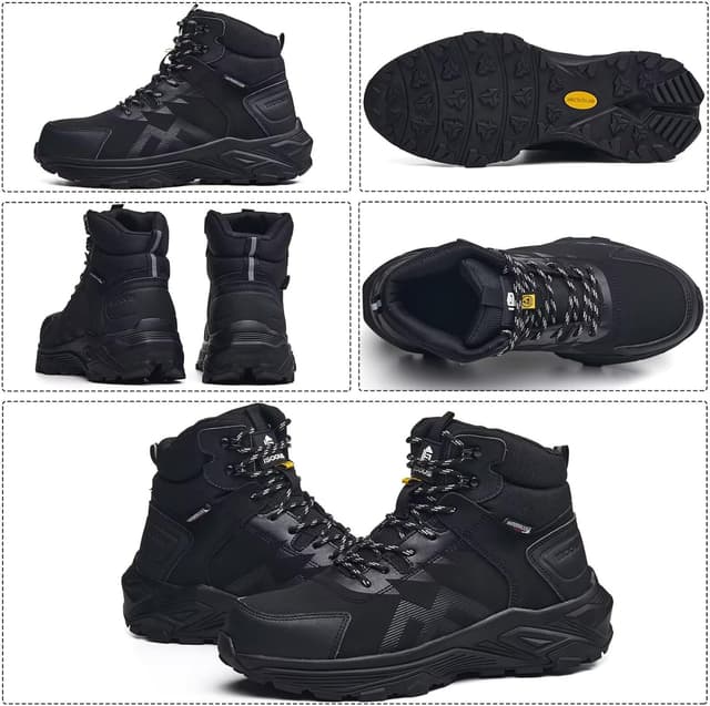 Detalle de CYKYGGO Scarpe antinfortunistiche alte S3 ESD impermeabili in pelle (uomo/donna)