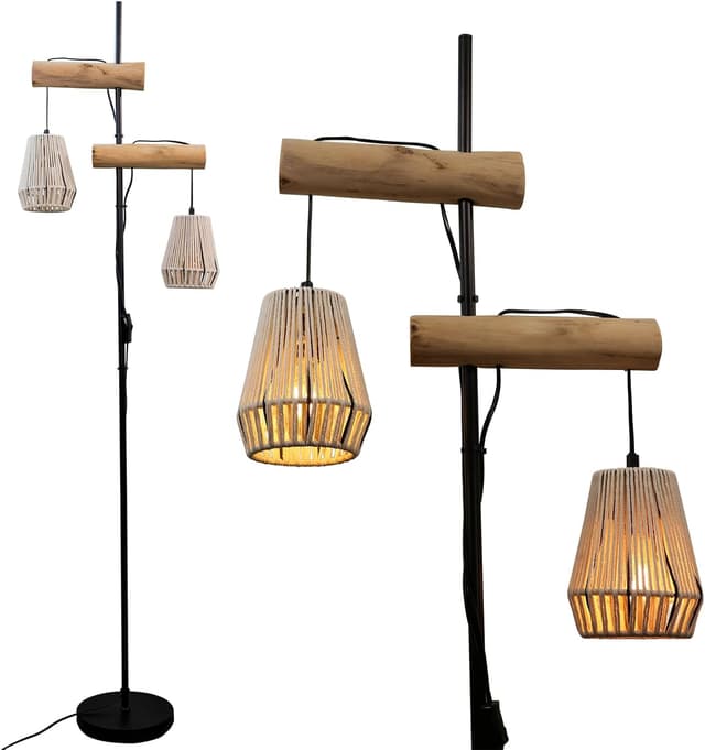 Detalle de Osasy Stehlampe Vintage Boho Rattan 169 cm