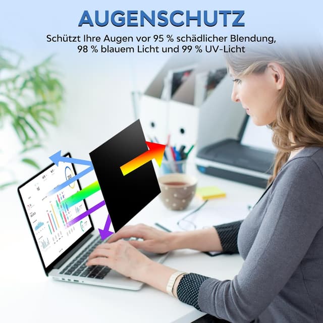 Thumbnail 6 de LUSA DESIGN Blickschutzfolie für 14-Zoll-Laptops (16:9) – abnehmbarer Sichtschutz und Blendschutz fürs Display