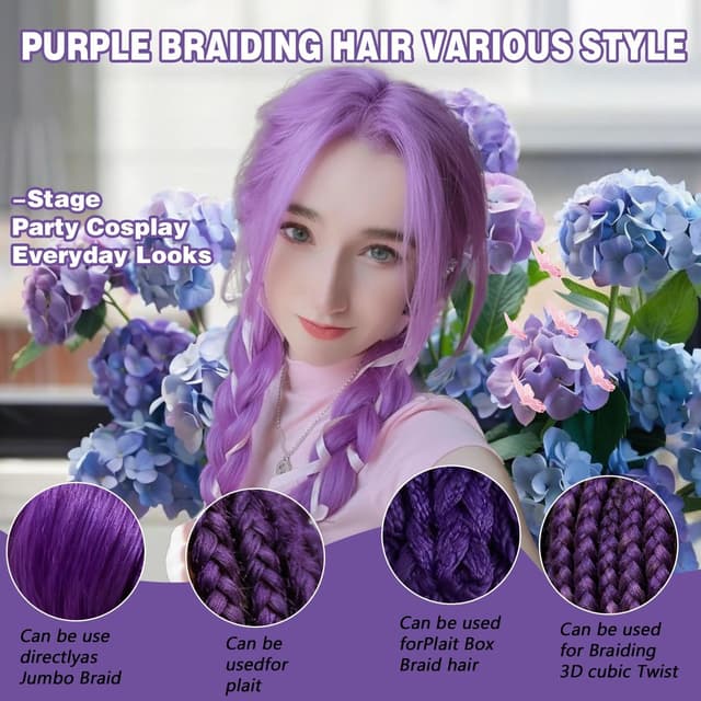 Thumbnail 4 de Pre-stretched 26-inch Purple Braiding Hair 2 packs 💇♀
