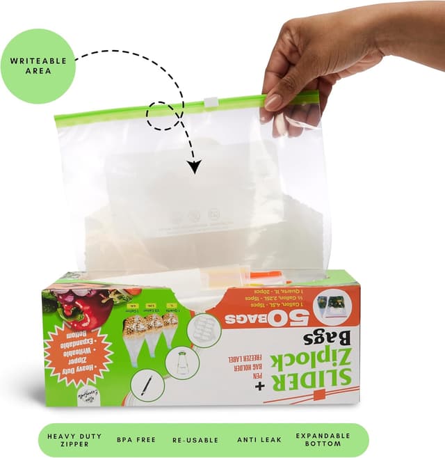 Detalle 2 de Reusable Freezer Bags Set 50Pcs