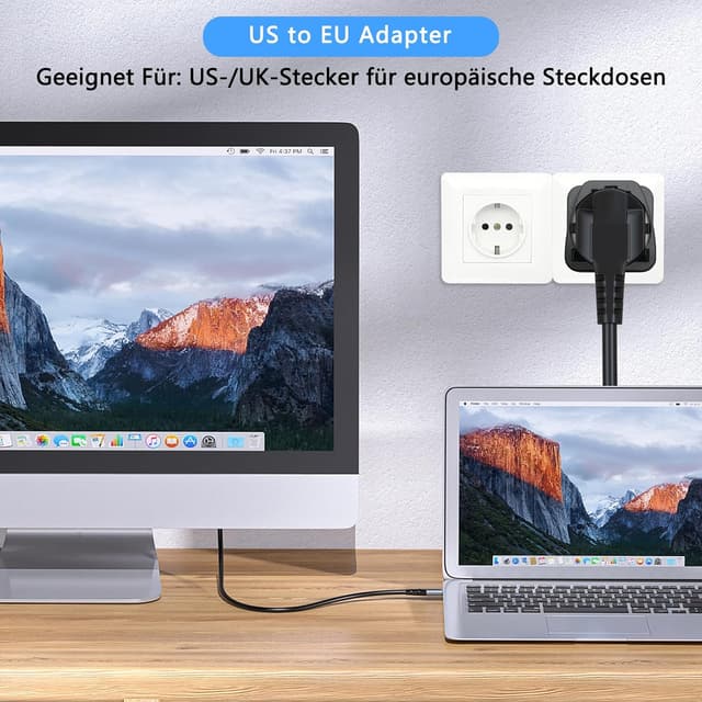 Detalle de 2er Set Steckdosenadapter (US/UK auf EU) für Reisen – internationaler Adapter für Stecktypen A, B, G, I, J