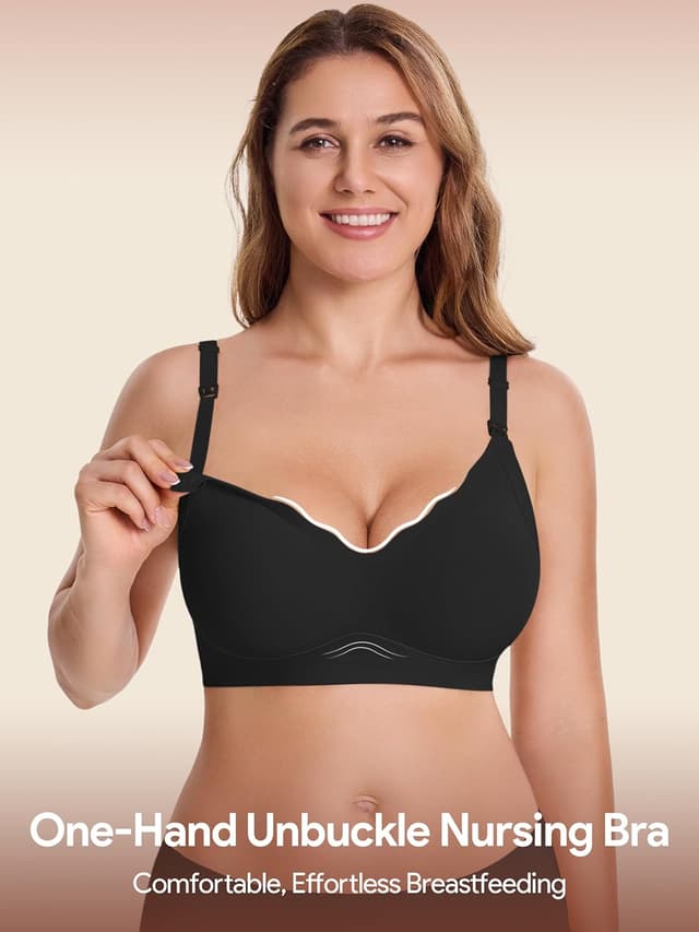 Detalle de HBselect Still-BH ohne Bügel mit Seidengefühl, nahtlos und mit BH-Verlängerung – Schlaf-BH für Schwangerschaft & Stillzeit