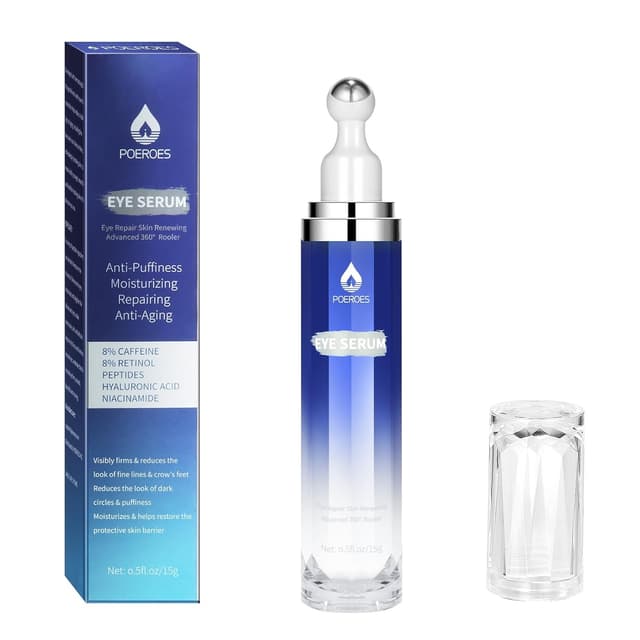 Detalle de Eye Serum with 8% Caffeine, 8% Retinol, Hyaluronic Acid & 360° Roller Massage Ball (0.5 fl. oz)