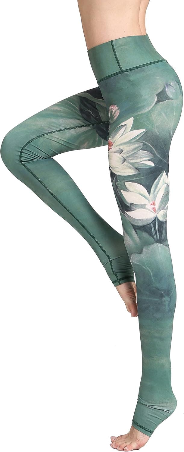 Detalle de Leggings d’entraînement femme FLYILY à haute taille – Motif aquarelle