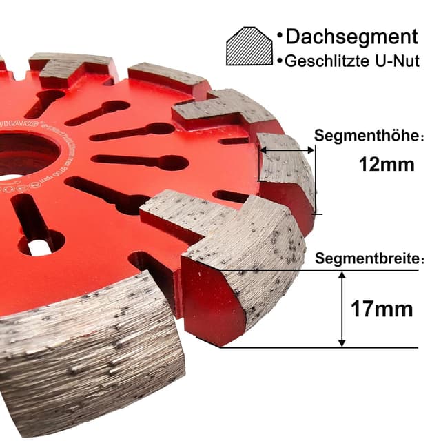 Detalle de GVHAKG Diamant Frässcheibe 130 mm, 17 mm Segmentbreite (22,23 mm) für Fußbodenheizung