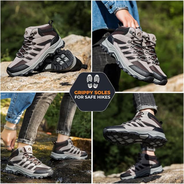 Detalle 2 de HODTOB Wanderschuhe Outdoor für Herren & Damen – sportliche, rutschfeste High-Top Trekkingschuhe