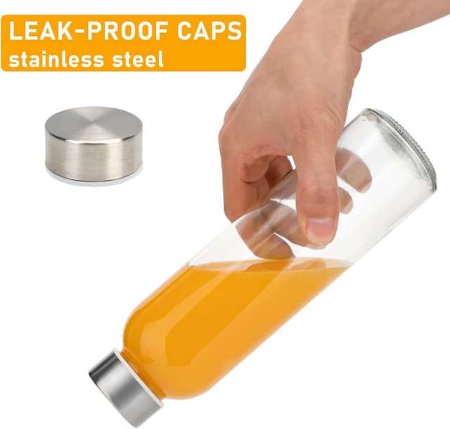 Thumbnail 3 de Sursip 18 oz Glass Juice Bottles 12 Pack