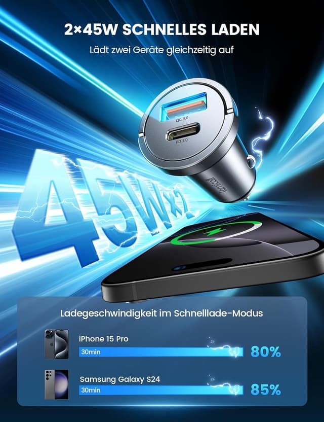 Thumbnail 4 de Lamicall 45W Zigarettenanzünder USB C Auto Ladegerät