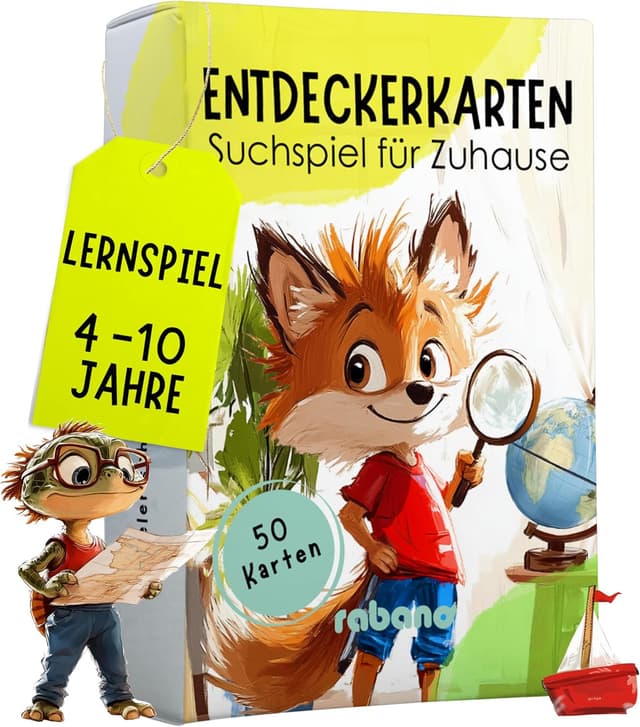 Detalle de 50 Entdeckerkarten für Kinder – Schatzsuche Spiel 🎲