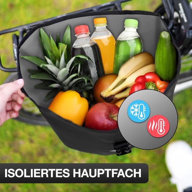 Detalle 2 de Valkental ValkBasic große, wasserdichte Gepäckträgertasche (18–22 l) mit Reflektoren und Schloss