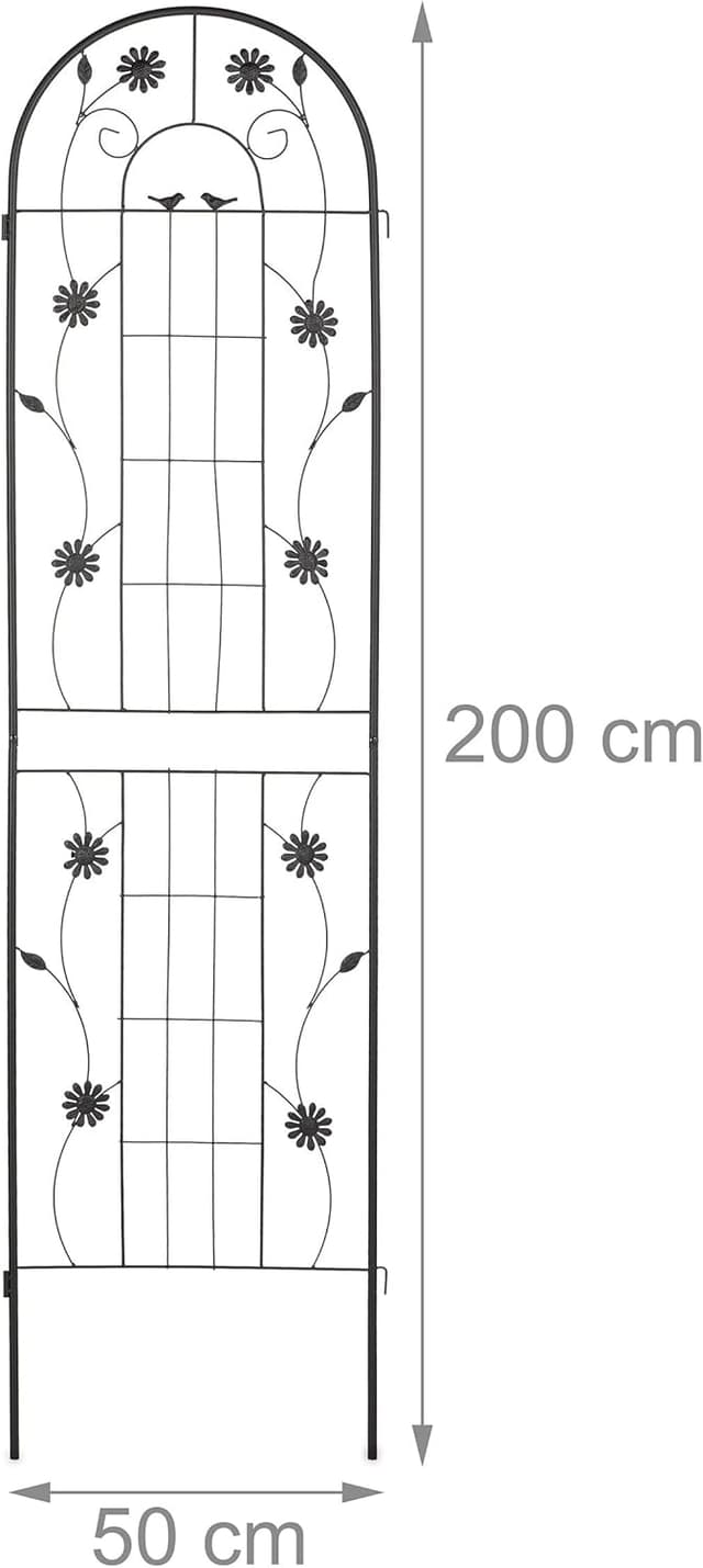 Detalle 2 de Relaxdays grigliati per rampicanti: set da 2 tralicci in ferro nero a incastro (200 x 50 cm)