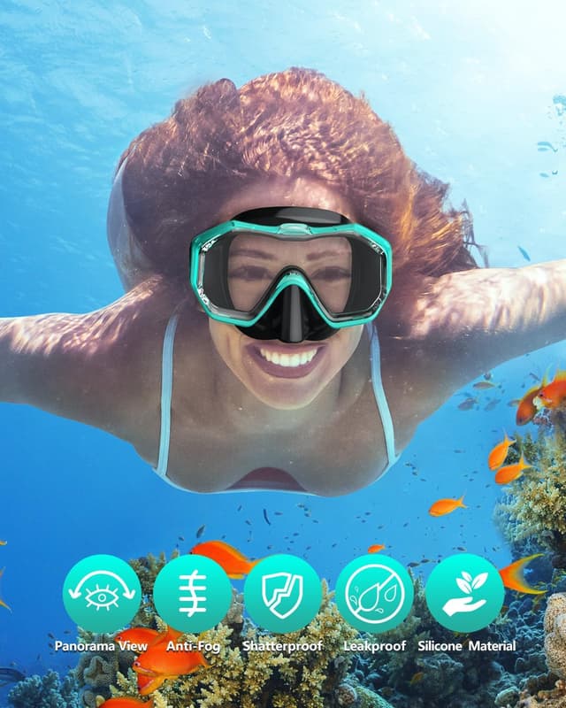 Detalle de WSTOO Adults Swim Goggles with Nose Cover (Anti-Fog, 180° Panoramic, Leak-Proof, 3-Lens)