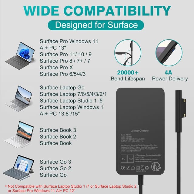 Detalle 2 de IFEART Surface Ladekabel 65W Ladegerät