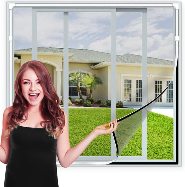 Detalle de Magnetic Fly Screen Window Adjustable DIY Max 120x110cm Fibreglass Mesh with Strong Magnetic Strip