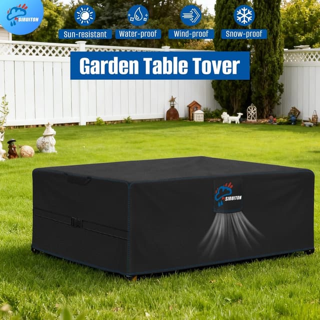 Thumbnail 6 de SIRUITON Abdeckplane für Gartenmöbel 125x125x74 cm mit Belüftungsöffnungen (PU 420D, wasserdicht & winddicht)