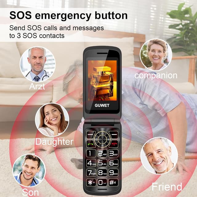 Thumbnail 3 de Guwet 2G Big Button Flip Phone