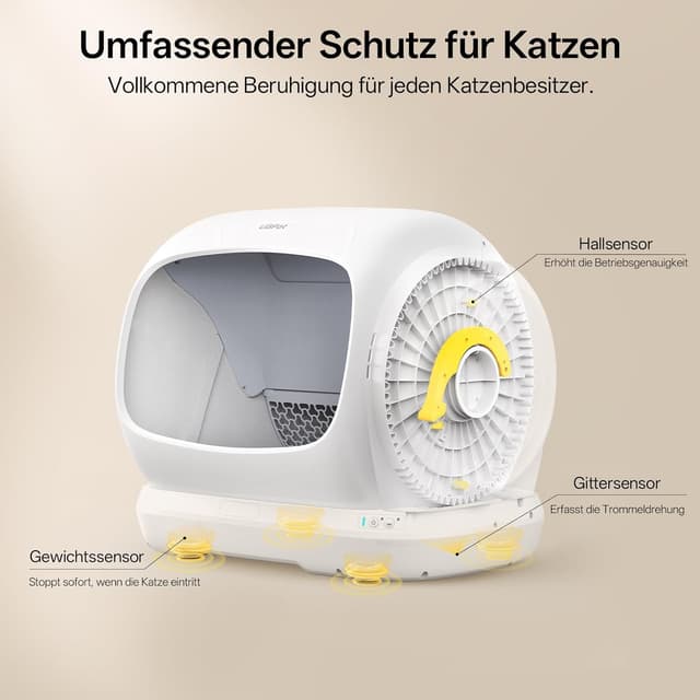 Detalle 2 de UBPET XXXL litière autonettoyante pour chat, capacité XXL et contrôle via application