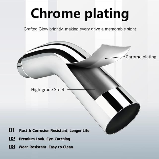 Detalle de 4" to 6" Clamp-On Exhaust Elbow Tip (Chrome/Black) Diesel Exhaust Tip — No Welding Required, Fits 4" OD Pipes