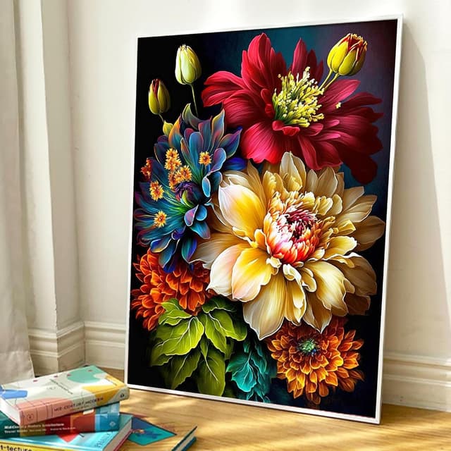 Detalle de JATOK Paint by Numbers for Adults (16x20 Inch, Flower) – Colour Rolled Canvas DIY kit for beginners