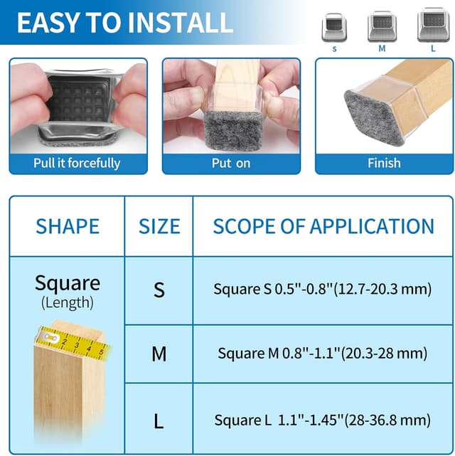Detalle 2 de Stuhlbein Schutzhüllen mit Filz Ø13-20 mm