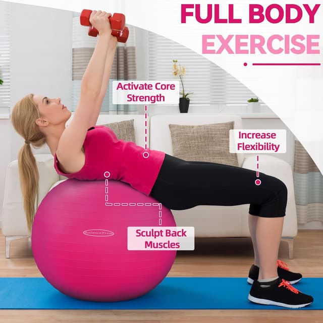 Detalle de Fitvids Anti-Burst Exercise Ball for Fitness, Yoga, Pilates (with Quick Pump)
