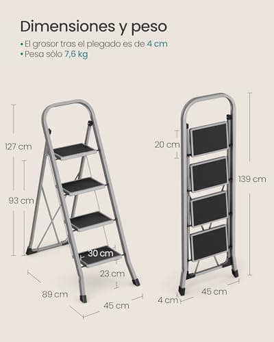 Detalle de SONGMICS Escalera de tijera 4 peldaños